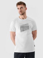 4F T-shirt regular z nadrukiem męski - biały XXL. Białe t-shirty męskie 4f, m, bez wzorów, z bawełny, bez kołnierzyka, bez ramiączek. W wyprzedaży za 39.99 zł.
