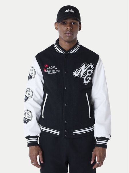 New Era Kurtka bomber Essential Black Varsity 60596264 Czarny Regular Fit. Czarne kurtki męskie New Era, m, bez wzorów, z wełny, bez ramiączek, bez kaptura. Za 579.99 zł.