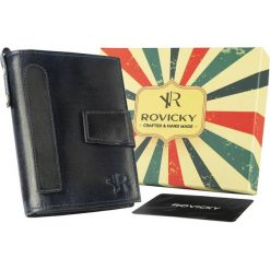 Portfel granatowy Rovicky N1227-RHP-6750 NAVY. Niebieskie portfele męskie ROVICKY, bez wzorów, ze skóry. Za 91.99 zł.