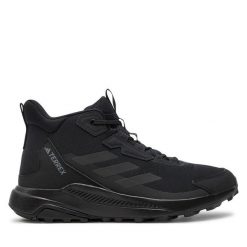 Trekkingi adidas. Czarne buty zimowe męskie ADIDAS, bez wzorów, sportowe, bez obcasa, bez zapięcia. Za 349.99 zł.