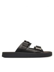Calvin Klein Klapki Ergon Double Bar Sandal Lth HM0HM02097 Czarny. Czarne klapki i japonki męskie Calvin Klein, bez wzorów, ze skóry. Za 529.99 zł.
