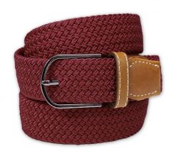 Bordowy Elastyczny Męski Pasek do Spodni, Pleciony, Casual -ALTIES- Parciany, Jednokolorowy. Czerwone paski męskie Alties, bez wzorów, z elastanu, casualowe. Za 59.00 zł.