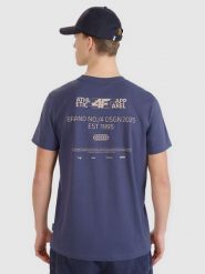 4F T-shirt regular z nadrukiem męski - szary XXL. Szare t-shirty męskie 4f, m, bez wzorów, z bawełny, bez kołnierzyka, bez ramiączek. W wyprzedaży za 39.99 zł.