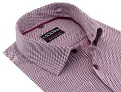 Bordowa koszula męska w pepitkę Modini DD1. Czerwone koszule męskie Modini Moda Męska, m, bez wzorów, z bawełny, bez kołnierzyka, bez ramiączek. W wyprzedaży za 179.10 zł.