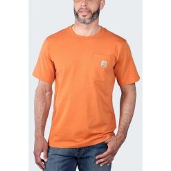 Koszulka sportowa męska T-shirt Carhartt Heavyweight Pocket K87. Brązowe t-shirty sportowe męskie Carhartt, m, bez wzorów, sportowe, bez ramiączek. Za 83.99 zł.