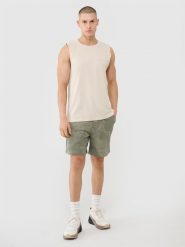 4F Spodenki casual męskie - oliwkowe 3XL. Brązowe szorty męskie 4f, bez wzorów, z bawełny, casualowe. W wyprzedaży za 79.99 zł.