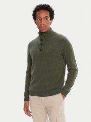 Barbour Sweter Patch Half Zip MKN0585OL51 Zielony Regular Fit. Zielone kardigany męskie Barbour, m, bez wzorów, z wełny, bez ramiączek. Za 629.99 zł.