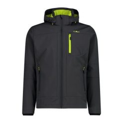 Kurtka męska turystyczna CMP 3A01787N. Czarne kurtki męskie CMP, l, bez wzorów, z softshellu, sportowe, bez ramiączek, z kapturem. Za 404.70 zł.