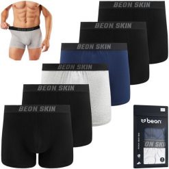 Bokserki męskie MB-G10 Coal Black 4x, Navy Blue 1x, Granite Grey 1x (M). Czarne bokserki męskie Beon, m, bez wzorów. Za 129.00 zł.