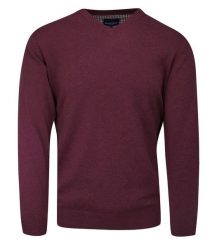 Sweter Burgundowy, Bordowy Melanżowy w Serek (V-neck), Klasyczny, Męski, Elegancki -Adriano Guinari. Czerwone kardigany męskie Adriano Guinari, bez wzorów, z bawełny, biznesowe, bez kołnierzyka, bez ramiączek. Za 159.00 zł.