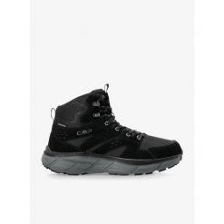 Buty turystyczne męskie wysokie CMP Kamsel Mid WP. Czarne buty trekkingowe męskie CMP, bez wzorów, sportowe, bez obcasa, bez zapięcia. Za 324.99 zł.