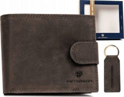 Peterson Zestaw prezentowy: portfel męski i brelok do kluczy ze skóry naturalnej - Peterson NoSize. Portfele męskie Peterson, bez wzorów, ze skóry. Za 146.84 zł.