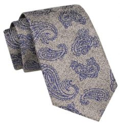 Modny Krawat Męski - Alties - Beż ze Wzorem Paisley. Krawaty i muchy męskie Alties, bez wzorów, z tkaniny, eleganckie. Za 49.00 zł.