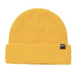 Czapka zimowa męska HUF Essentials Usual Beanie. Żółte czapki męskie HUF, na zimę, bez wzorów, sportowe. W wyprzedaży za 67.00 zł.