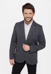 Marynarka casual JB-ANTON. Szare marynarki męskie Volcano, l, bez wzorów, z dzianiny. Za 329.99 zł.