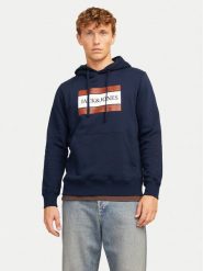 Jack & Jones Bluza 12262513 Granatowy Regular Fit. Niebieskie bluzy nierozpinane męskie Jack & Jones, m, bez wzorów, z bawełny, bez ramiączek, bez kaptura. Za 99.99 zł.