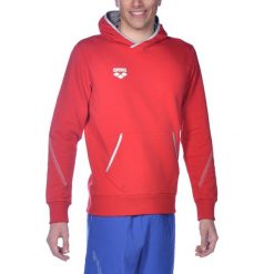 Bluza męska Arena Team Line Hoodie z kapturem. Czerwone bluzy nierozpinane męskie ARENA, m, bez wzorów, sportowe, bez ramiączek, z kapturem. Za 139.23 zł.