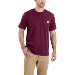 Koszulka sportowa męska T-shirt Carhartt Heavyweight Pocket K87. Czerwone t-shirty sportowe męskie Carhartt, m, bez wzorów, sportowe, bez ramiączek. Za 106.00 zł.