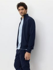 Bluza ze stójką - granatowy. Niebieskie bluzy nierozpinane męskie Reserved, l, bez wzorów, z bawełny, bez ramiączek, bez kaptura. Za 129.99 zł.