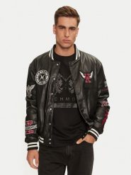 Richmond X Kurtka z imitacji skóry Meleb UMA24217GB Czarny Regular Fit. Czarne kurtki męskie Richmond X, m, bez wzorów, ze skóry, bez ramiączek, bez kaptura. Za 1,219.00 zł.