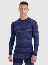 4F Bielizna termoaktywna bezszwowa (góra) męska - granatowa XXL/3XL. Niebieskia bielizna termoaktywna męska 4f, m, bez wzorów, ze skóry, bez ramiączek, trekkingowe. Za 169.99 zł.