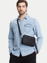 Guess Saszetka PMMINY P5245 Czarny. Czarne saszetki męskie Guess, z aplikacjami, z materiału. Za 179.99 zł.