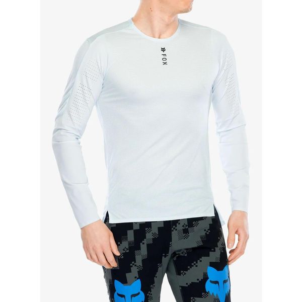 Bluza rowerowa męska Fox Flexair Pro LS Jersey. Niebieskie bluzy nierozpinane męskie FOX, m, bez wzorów, z jersey, sportowe, bez ramiączek, bez kaptura. Za 314.99 zł.
