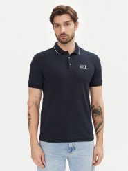 EA7 Emporio Armani Polo 8NPF16 PJVUZ 1562 Granatowy Slim Fit. Niebieskie koszulki polo męskie EA7 Emporio Armani, m, bez wzorów, z bawełny, bez kołnierzyka, bez ramiączek. Za 279.99 zł.