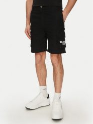 Karl Kani Szorty materiałowe Retro Washed 6012261 Czarny Regular Fit. Czarne szorty męskie Karl Kani, bez wzorów, z bawełny, retro. Za 149.99 zł.