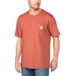 Koszulka sportowa męska T-shirt Carhartt Heavyweight Pocket K87. Czerwone t-shirty sportowe męskie Carhartt, m, bez wzorów, sportowe, bez ramiączek. Za 106.00 zł.