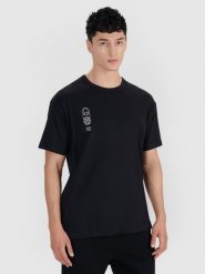 4F T-shirt oversize z nadrukiem męski - czarny XXL. Czarne t-shirty męskie 4f, m, bez wzorów, z bawełny, bez kołnierzyka, bez ramiączek. W wyprzedaży za 59.99 zł.