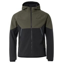 Kurtka wodoodporna VAUDE Qimsa Softshell. Zielone kurtki męskie Vaude, bez wzorów, z softshellu, sportowe, bez ramiączek, bez kaptura. W wyprzedaży za 670.30 zł.