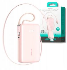 Powerbank Joyroom JR-PR2L 10000mAh 35W z wbudowanym zwijanym kablem USB-C i kablem-smyczą Lightning - różowy. Czerwone powerbanki Joyroom. Za 130.82 zł.