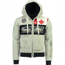 Bluza "Face" w kolorze szarym. Szare bluzy rozpinane męskie Canadian Peak, z aplikacjami, prążkowane. W wyprzedaży za 136.95 zł.