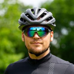 Okulary przeciwsłoneczne Lynx Ventoux. Niebieskie okulary przeciwsłoneczne męskie Lynx, bez wzorów, sportowe. Za 178.90 zł.