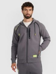 4F Bluza dresowa rozpinana z kapturem męska - szara XL. Szare bluzy rozpinane męskie 4f, m, bez wzorów, z bawełny, bez ramiączek, z kapturem. Za 199.99 zł.