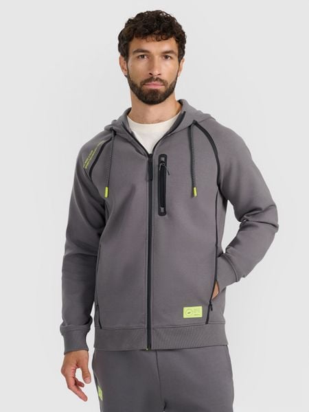 4F Bluza dresowa rozpinana z kapturem męska - szara XL. Szare bluzy rozpinane męskie 4f, m, bez wzorów, z bawełny, bez ramiączek, z kapturem. Za 199.99 zł.