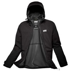 Kurtka przeciwdeszczowa z kapturem Helly Hansen Move. Czarne kurtki męskie Helly Hansen, bez wzorów, sportowe, bez ramiączek, z kapturem. Za 857.00 zł.