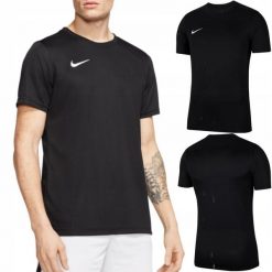 Koszulka sportowa męska z krótkim rękawem Nike Park VII. Czarne t-shirty sportowe męskie Nike, m, bez wzorów, sportowe, bez ramiączek. Za 97.18 zł.