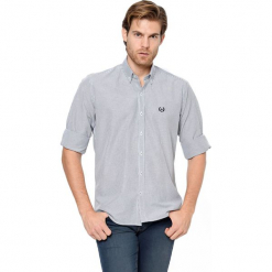 Koszula w kolorze czarno-białym. Białe koszule męskie AVVA, Dewberry, button down. Za 129.95 zł.