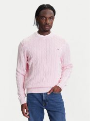 Tommy Hilfiger Sweter Classic MW0MW39524 Różowy Regular Fit. Czerwone kardigany męskie Tommy Hilfiger, m, bez wzorów, z bawełny, bez ramiączek. Za 579.99 zł.