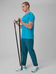 4F Spodnie treningowe szybkoschnące męskie - granatowe S. Niebieskie długie spodnie sportowe męskie 4f, bez wzorów, ze skóry. Za 229.99 zł.