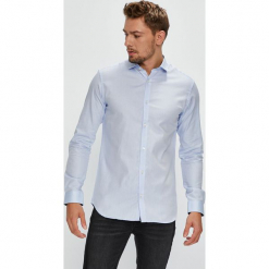 Premium by Jack&Jones - Koszula. Szare koszule męskie Premium by Jack&Jones, z bawełny, z włoskim kołnierzykiem, z długim rękawem. W wyprzedaży za 159.90 zł.
