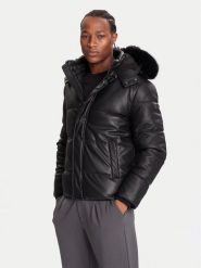 Guess Kurtka zimowa M5BL2F W1050 Czarny Regular Fit. Czarne kurtki męskie Guess, na zimę, m, z aplikacjami, ze skóry, bez ramiączek, bez kaptura. Za 799.99 zł.