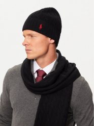 Polo Ralph Lauren Czapka 449959346001 Czarny. Czarne czapki męskie Polo Ralph Lauren, na zimę, bez wzorów, z materiału. Za 399.99 zł.