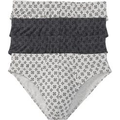 Figi (4 pary) bonprix szary melanż - czarny z nadrukiem. Slipki męskie marki bonprix. Za 39.96 zł.