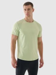 4F Koszulka treningowa regular szybkoschnąca męska - zielona XXL. Zielone t-shirty męskie 4f, m, bez wzorów, z dzianiny, bez kołnierzyka, bez ramiączek. W wyprzedaży za 59.99 zł.