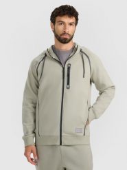 4F Bluza dresowa rozpinana z kapturem męska - oliwkowa XL. Brązowe bluzy z kapturem męskie 4f, m, bez wzorów, z bawełny, z kapturem. Za 199.99 zł.
