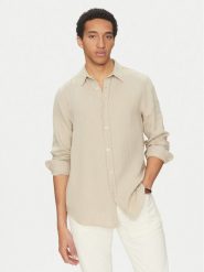 Guess Koszula M5GH85 WH831 Écru Regular Fit. Koszule męskie Guess, l, z aplikacjami, z bawełny, bez kołnierzyka, bez ramiączek. Za 219.99 zł.