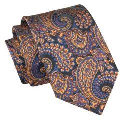 Męski Krawat Angelo di Monti - Paisley, Pomarańcz. Krawaty i muchy męskie Angelo di Monti, bez wzorów, z tkaniny, eleganckie. Za 45.00 zł.